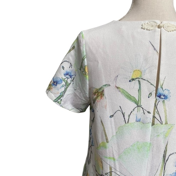 Molly Bracken White Floral Shift Dress Short Sleeve Pockets Small - Picture 11 of 15